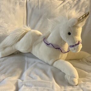 White Plush Unicorn with Gold Horn Douglas Cuddle Toy